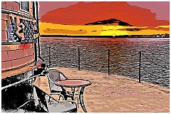 Sunset View from Borden Flats Lighthouse Deck - Digital Painting